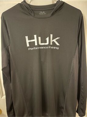 Huk Black Performance Fishing Shirt with Hood